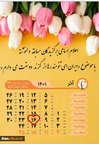 اعلام اسامی برگزیدگان مسابقه دلنوشته با موضوع « ایران ای تنومند رها از گزند دوستت می دارم»